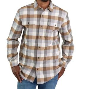 Carhartt Men's 2X Asphalt Loose Fit Heavyweight Long Sleeve Plaid Flannel Shirt